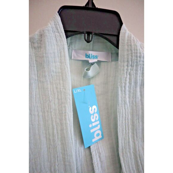 Bliss BS7185D Women's Sz L/XL Light Green Zen Garden 100% Cotton Spa Robe - Picture 7 of 10